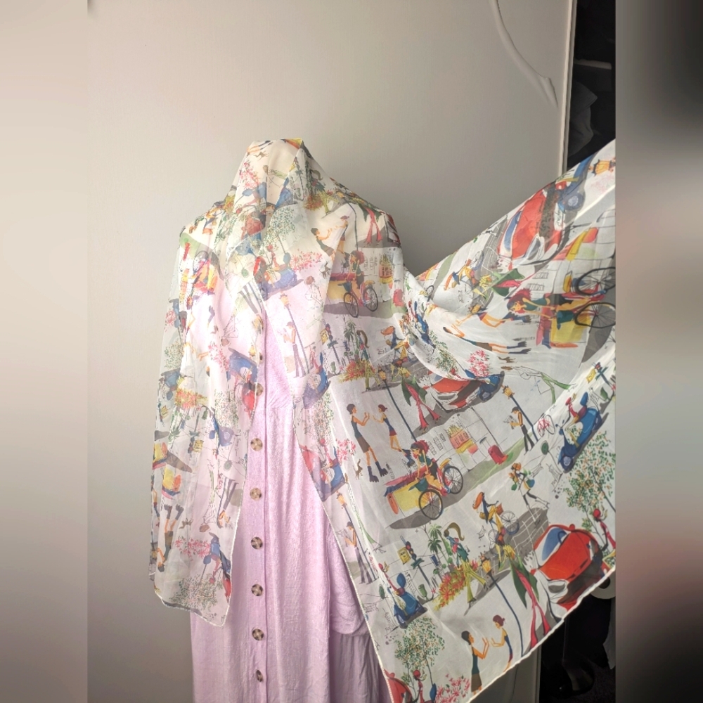 Colorful Illustrated Scarf